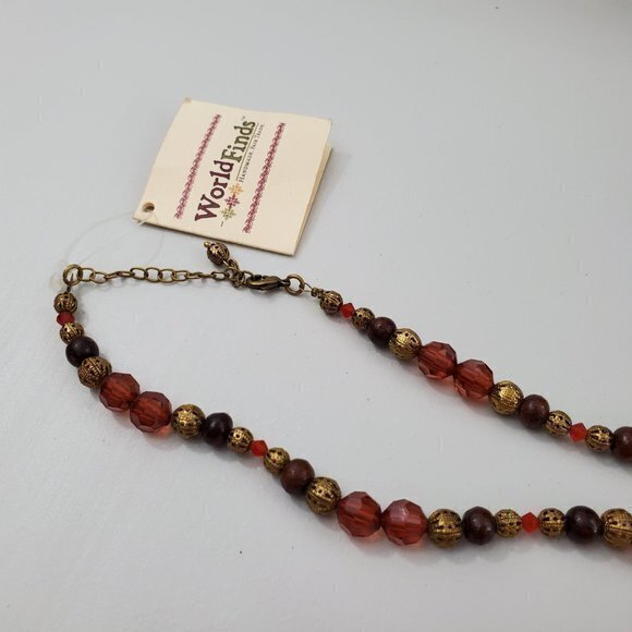 World Finds‎ Fair Trade Necklace Brown Beaded Long - Picture 4 of 7